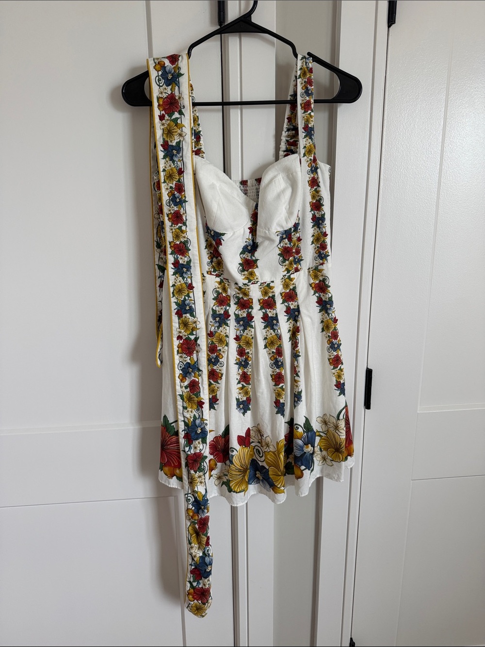 Farm Rio Women's White Floral Fit-and-Flare Dress - Picture 4 of 5